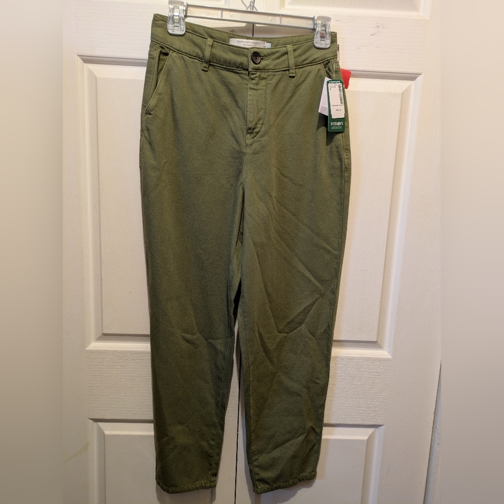 Contemporaine par Simons Vision 100% Organic Cotton Pants Olive Green Size 0 New